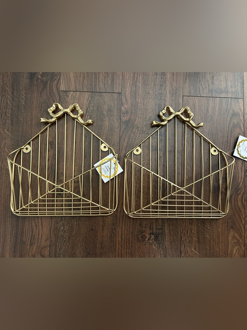 2- Gold Envelope Metal Wall Decor